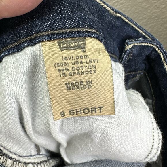 Levis 524 Too Superlow Jeans Womens 9 Medium Blue Dark Wash Stretch Denim Pants - Picture 12 of 13